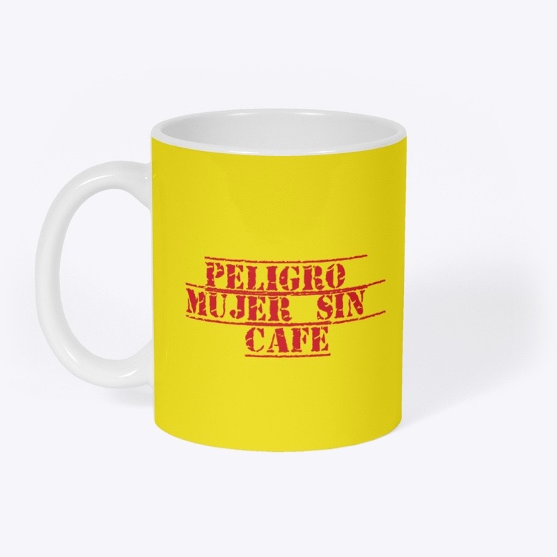 Taza Peligro mujer sin café - amarillo